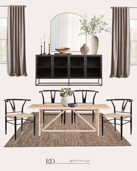 Dining room inspo! I love these classic neutral tones 
•••
#diningroom #diningroomfurniture #diningroomdecor #wooddiningtable #whiteoak #wishbonechair #buffetcabinet #blackbuffettable #sideboardstyling #emmymirror #moderndiningroom 

#LTKhome #LTKstyletip