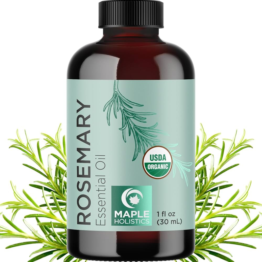 Maple Holistics Certified Organic Rosemary Oil - Pure, Undiluted, Aromatic - 10 Milliliters | Amazon (US)