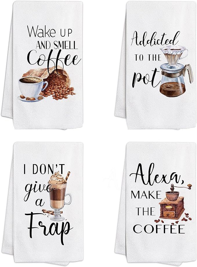 pinata Coffee Kitchen Towels and Dishcloths Sets of 4 – Coffee Theme Kitchen Decor - Funny Kitc... | Amazon (US)