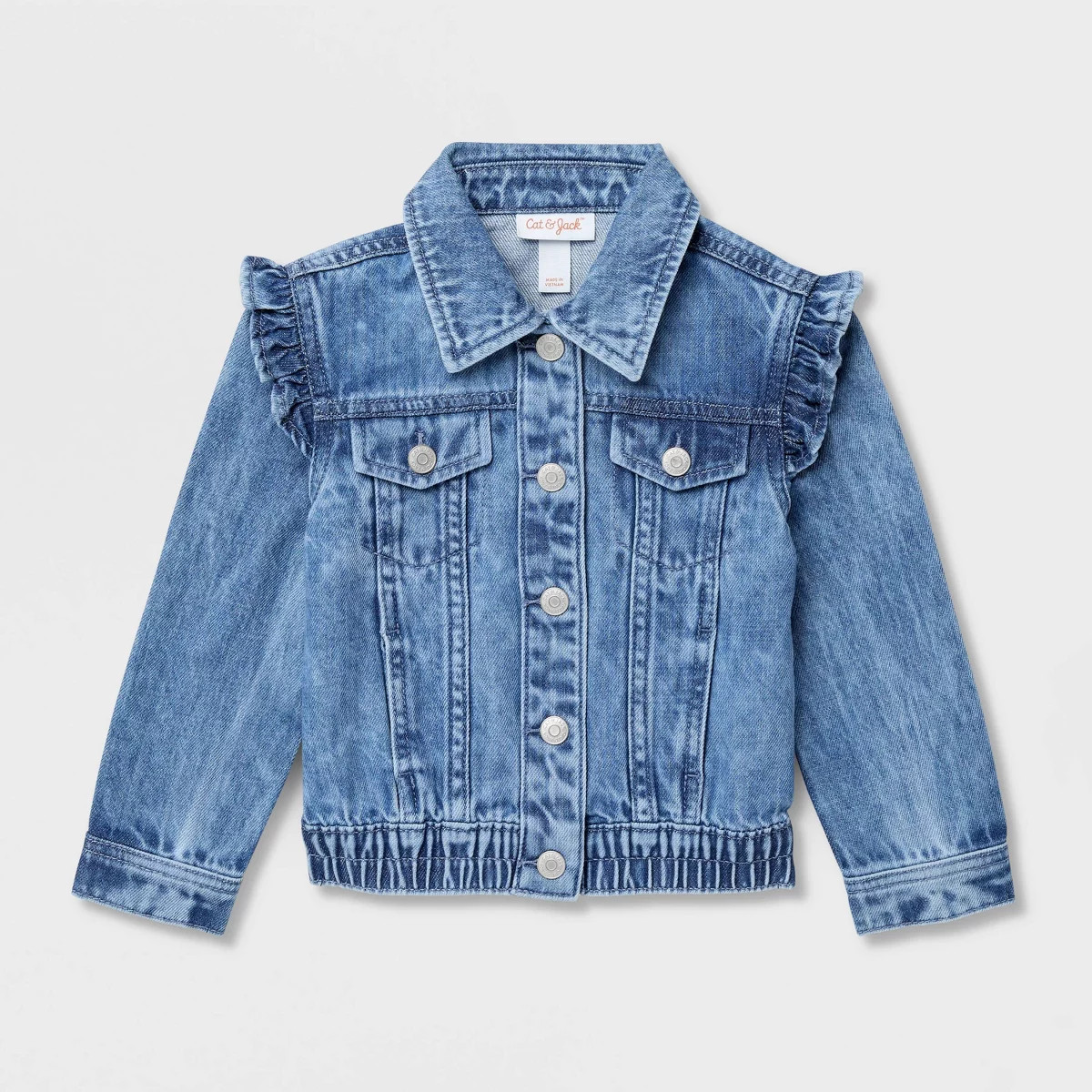 Toddler Girls' Ruffle Sleeve Denim Jacket - Cat & Jack™ Medium Wash 3T | Target