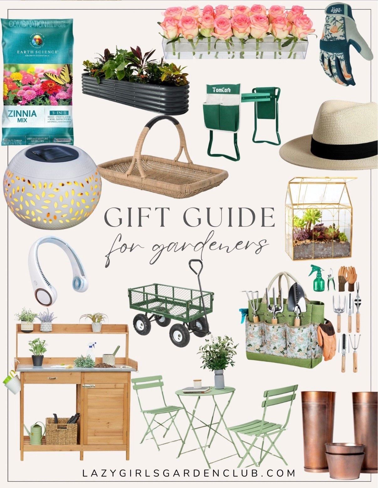 Gift guide for gardeners! A great idea list for Christmas for those who love to garden 🌸

Solar lantern, raised garden beds, gold glass terrarium, gardening hat, gardening tool kit, garden gloves, gardening wagon, garden kneeler, bistro patio set, gardening tool bench/organizer, zinnia seed mix, harvesting basket, copper planters  

#LTKSeasonal #LTKGiftGuide #LTKFindsUnder100