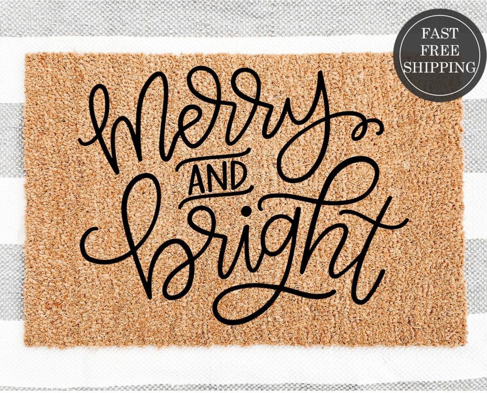 Merry and Bright doormat, Welcome doormat, housewarming gift, christmas gift, christmas decor, ho... | Etsy (US)