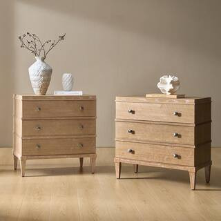 JAYDEN CREATION Nikolaus Acorn Transitional 3-Drawer Nightstand with Charging Station (Set of 2) ... | The Home Depot