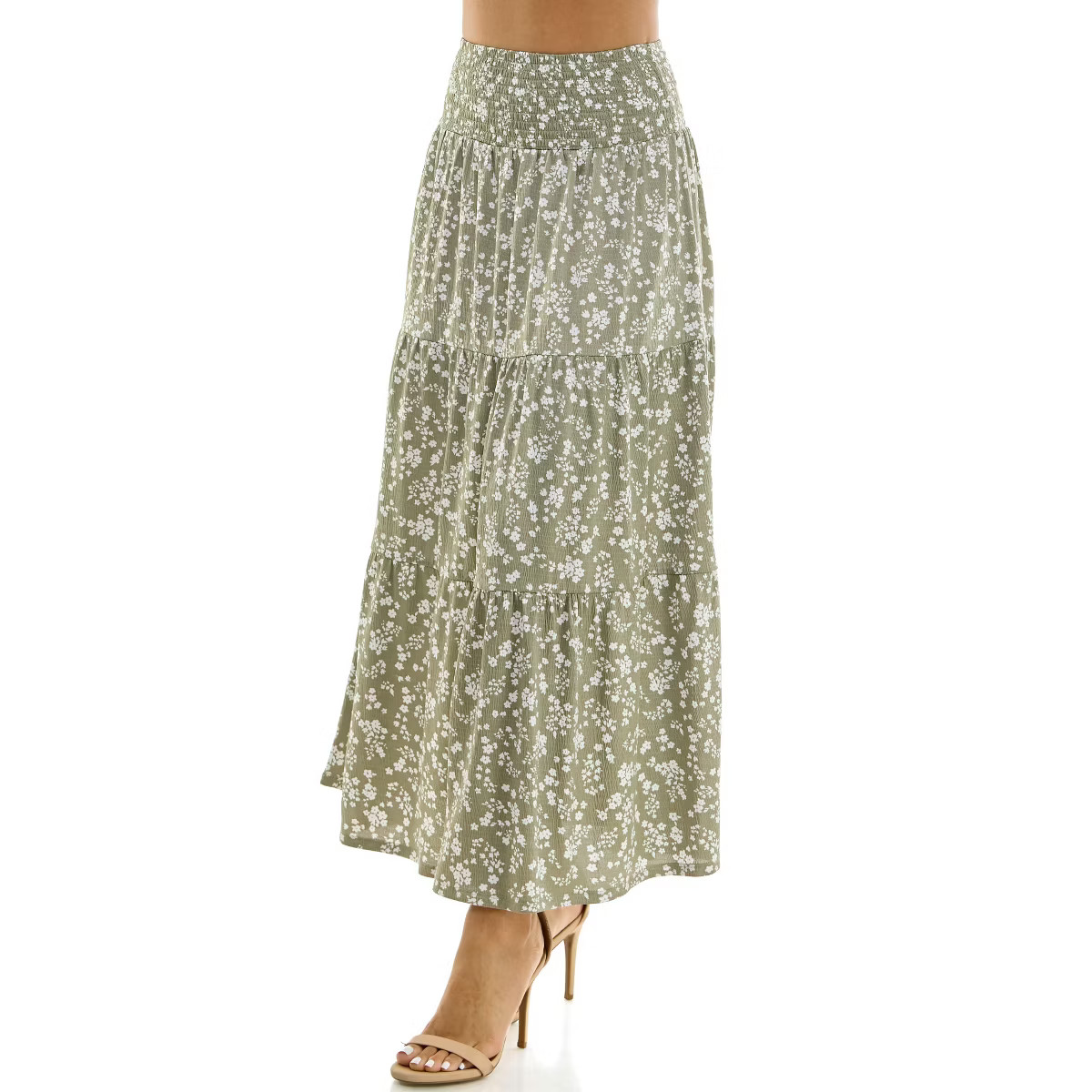 Derek Heart Junior Girls Mid Rise Smocked Waist Tiered Modified Maxi Length Skirt, Black Beauty L | Target