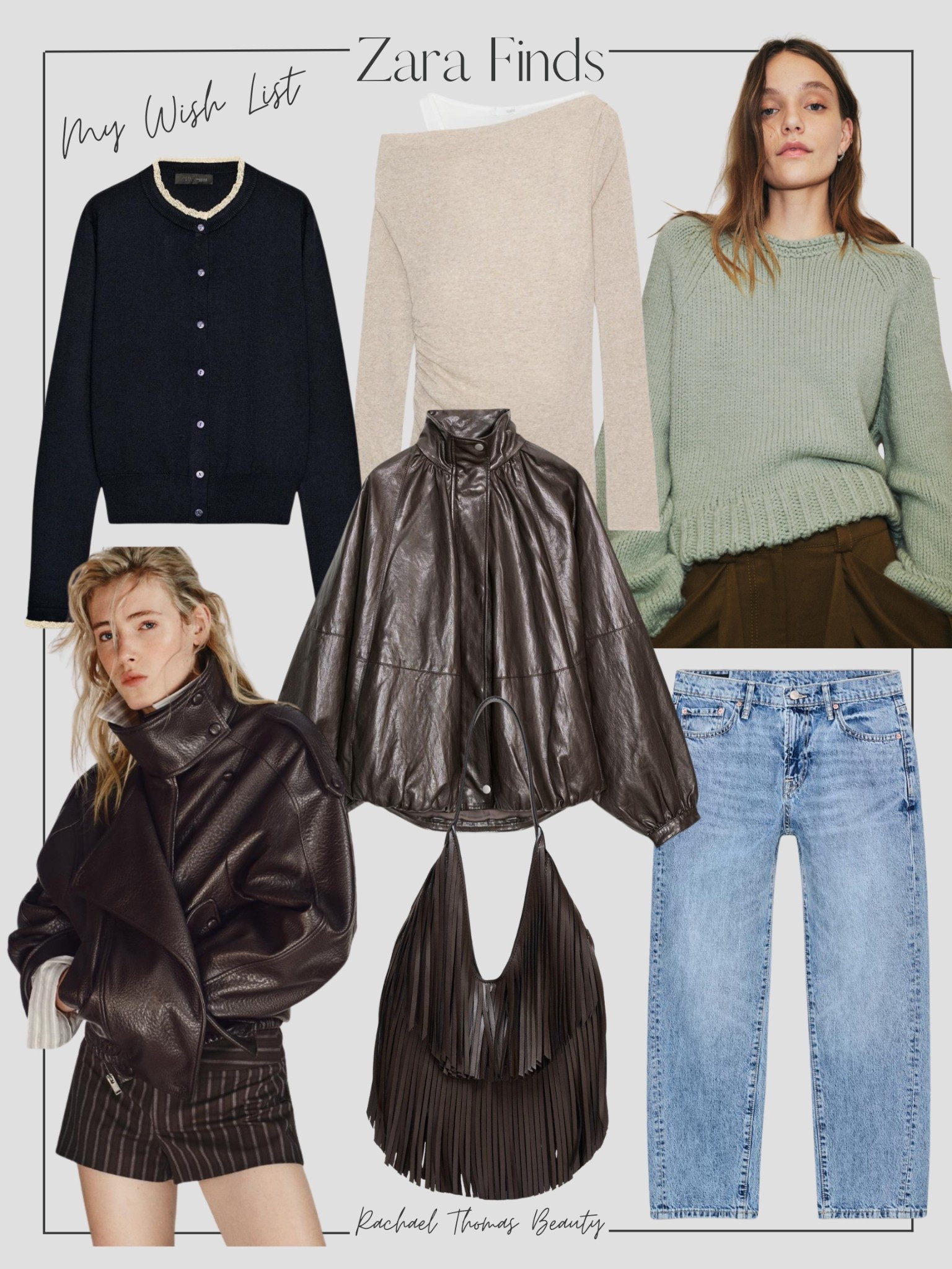 Zara new arrivals that I have on my wishlist! I’m obsessed with the faux leather biker jacket and the bomber cape jacket will elevate any outfit! How adorable is the lace trim cardi? And I need the fringe bag!

#LTKOver40 #LTKFindsUnder100