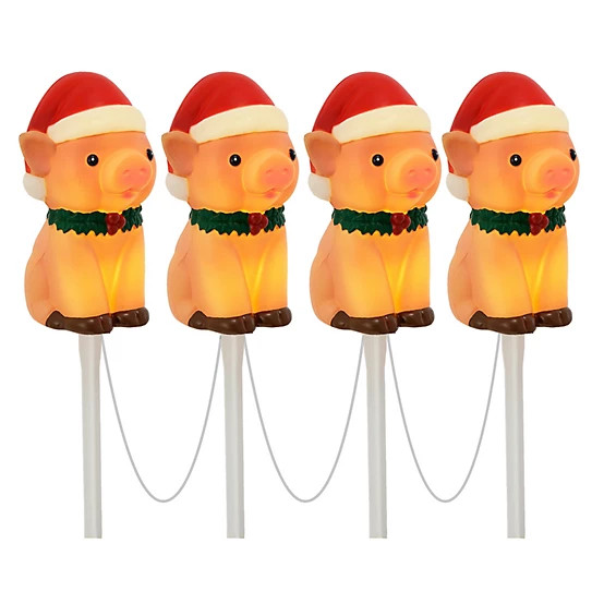 Red Shed  Battery-Powered LED Blow Mold Christmas Pig Pathway Lights, Set of 4 | Tractor Supply