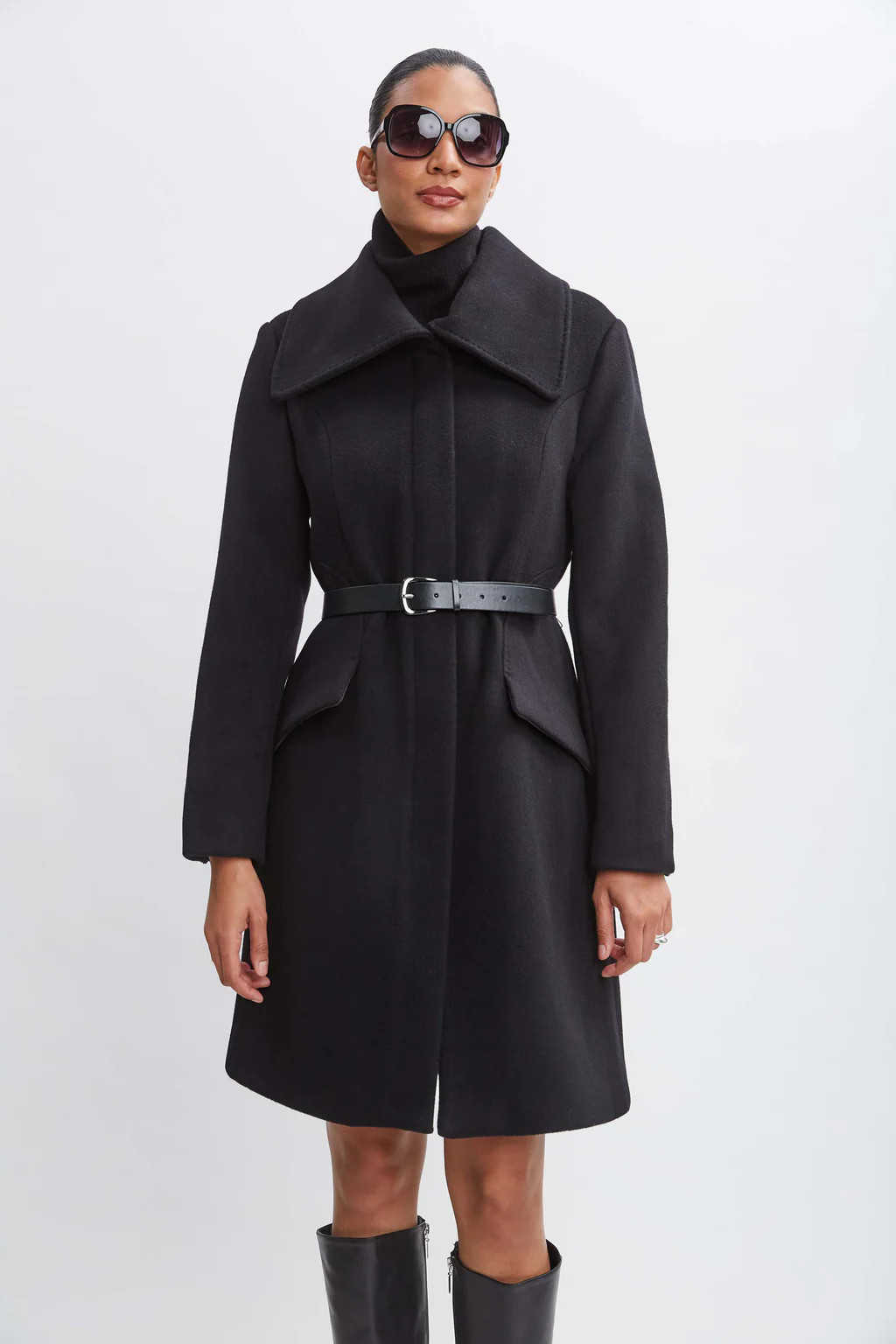 Wool Belted Panel Coat | Elie Tahari