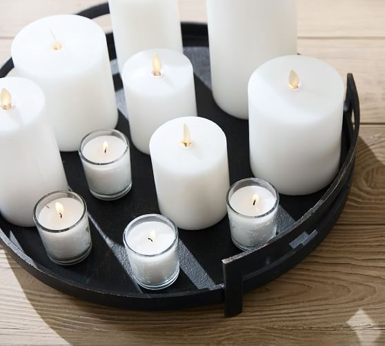Premium Flickering Flameless Wax Pillar Candles | Pottery Barn (US)