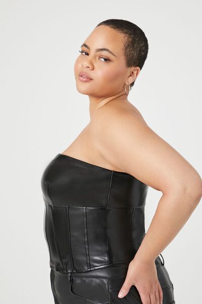 Plus Size Faux Leather Corset Tube Top | Forever 21 (US)