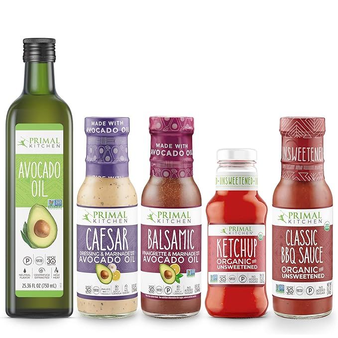 Primal Kitchen Whole 30 Dressing & Sauce Essential Kits, Includes: Avocado Oil, Caesar Dressing, ... | Amazon (US)