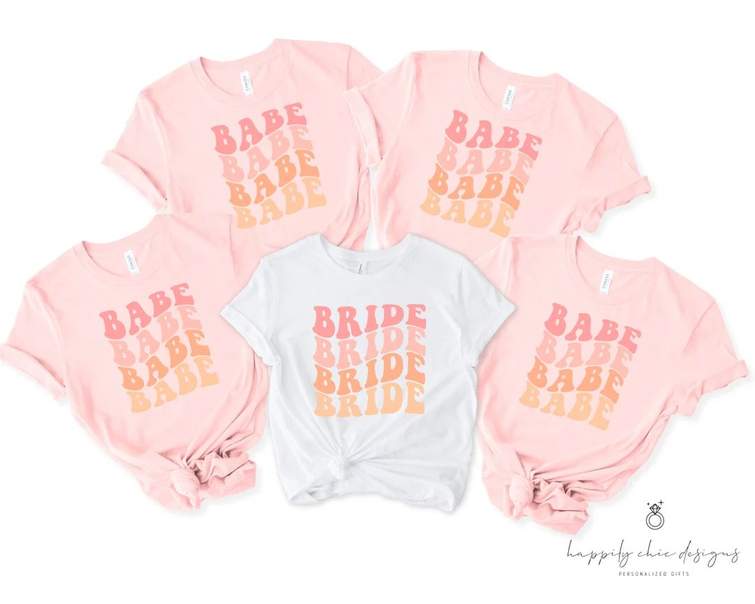 Bride to be babe retro tee shirt- custom retro bachelorette party shirts- bride babe tribe squad-... | Etsy (US)