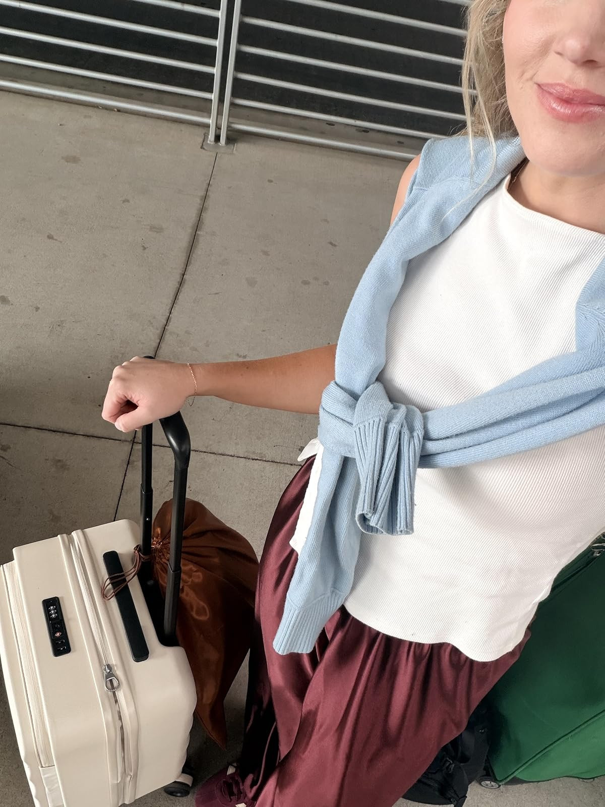 On my way to my next adventure! This top opening carry on is perfect for a weekend getaway. Lightweight and spacious, it's a must-have for any travel lover. Wearing M in all fashion pieces! 

#amazonfashion #TravelEssentials #airportfashion #TheSouthernSource 

 #LTKdayinmylife #LTKgrwm #LTKootd
