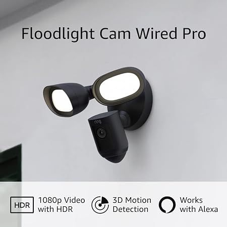 Ring Floodlight Cam Wired Pro with Bird’s Eye View and 3D Motion Detection (2021 release), Blac... | Amazon (US)