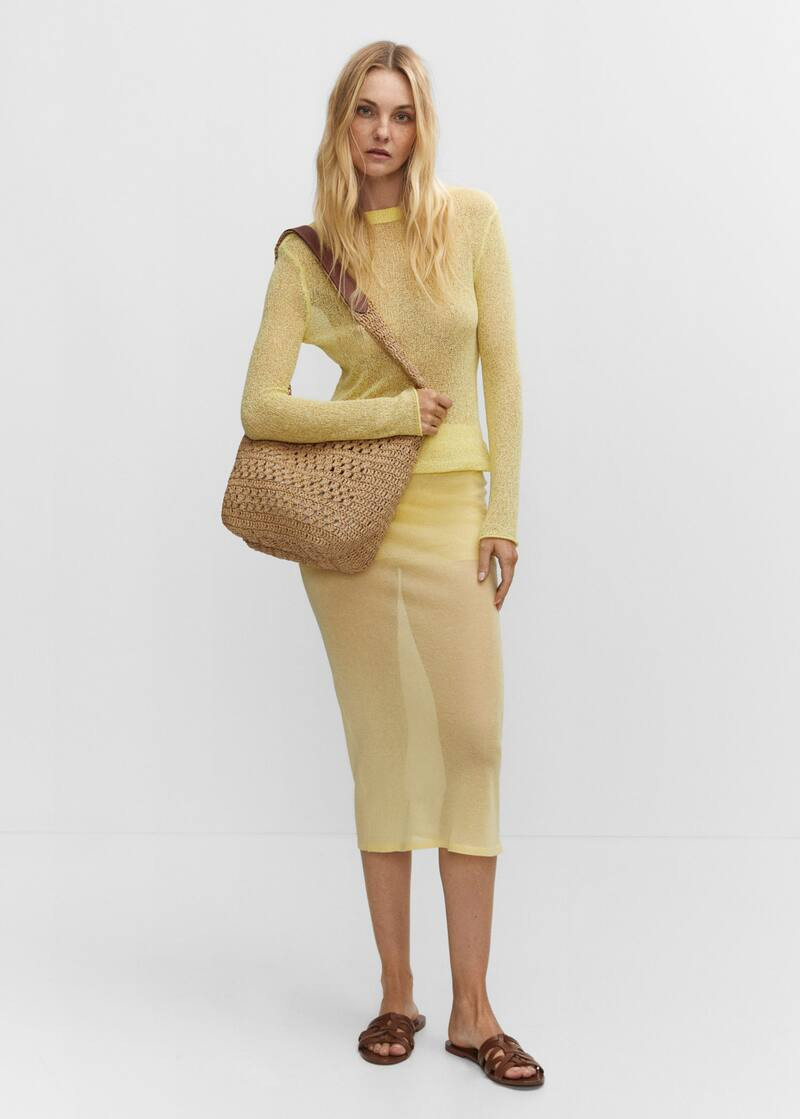 Natural fiber sack bag -  Women | Mango USA | MANGO (US)