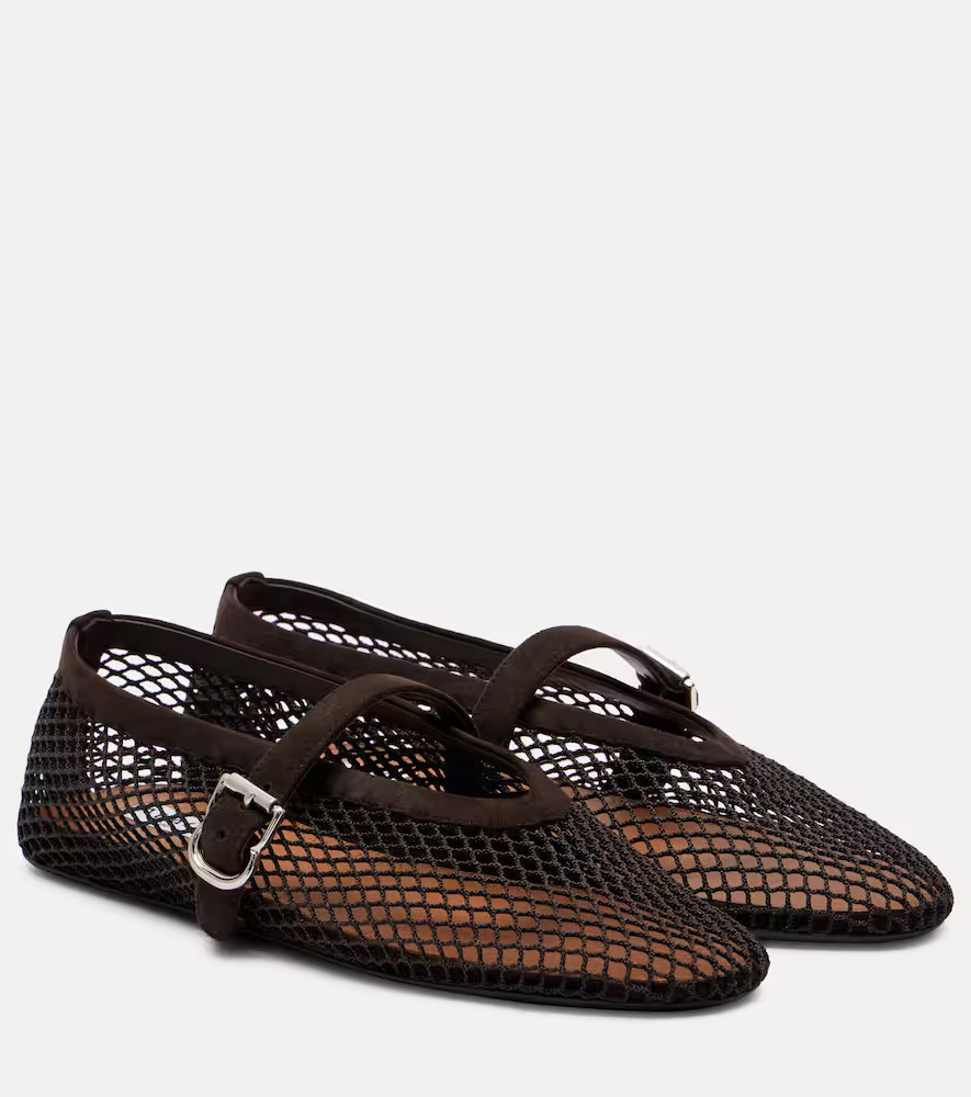 AlaÃ¯a Suede-trimmed mesh ballet flats | Mytheresa (INTL)