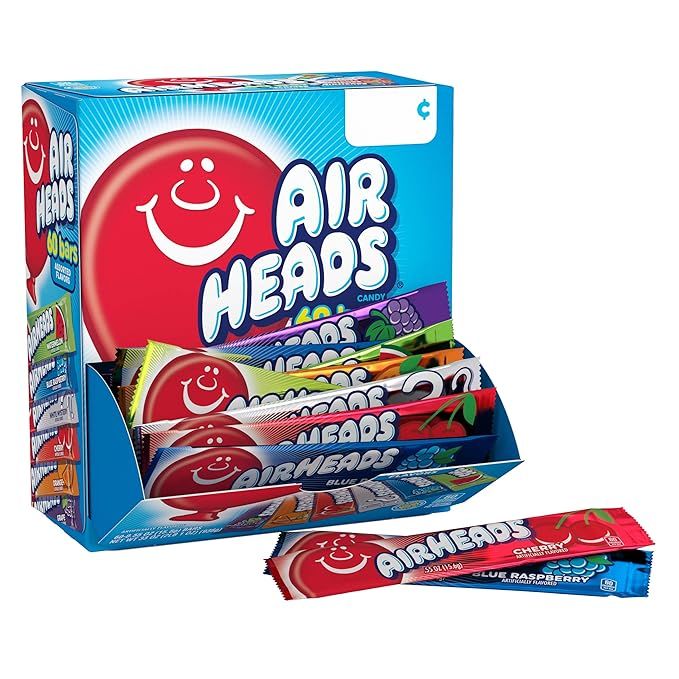 Amazon.com : Airheads Candy Bars, Variety Bulk Box, Chewy Full Size Fruit Taffy, Gifts, Halloween... | Amazon (US)