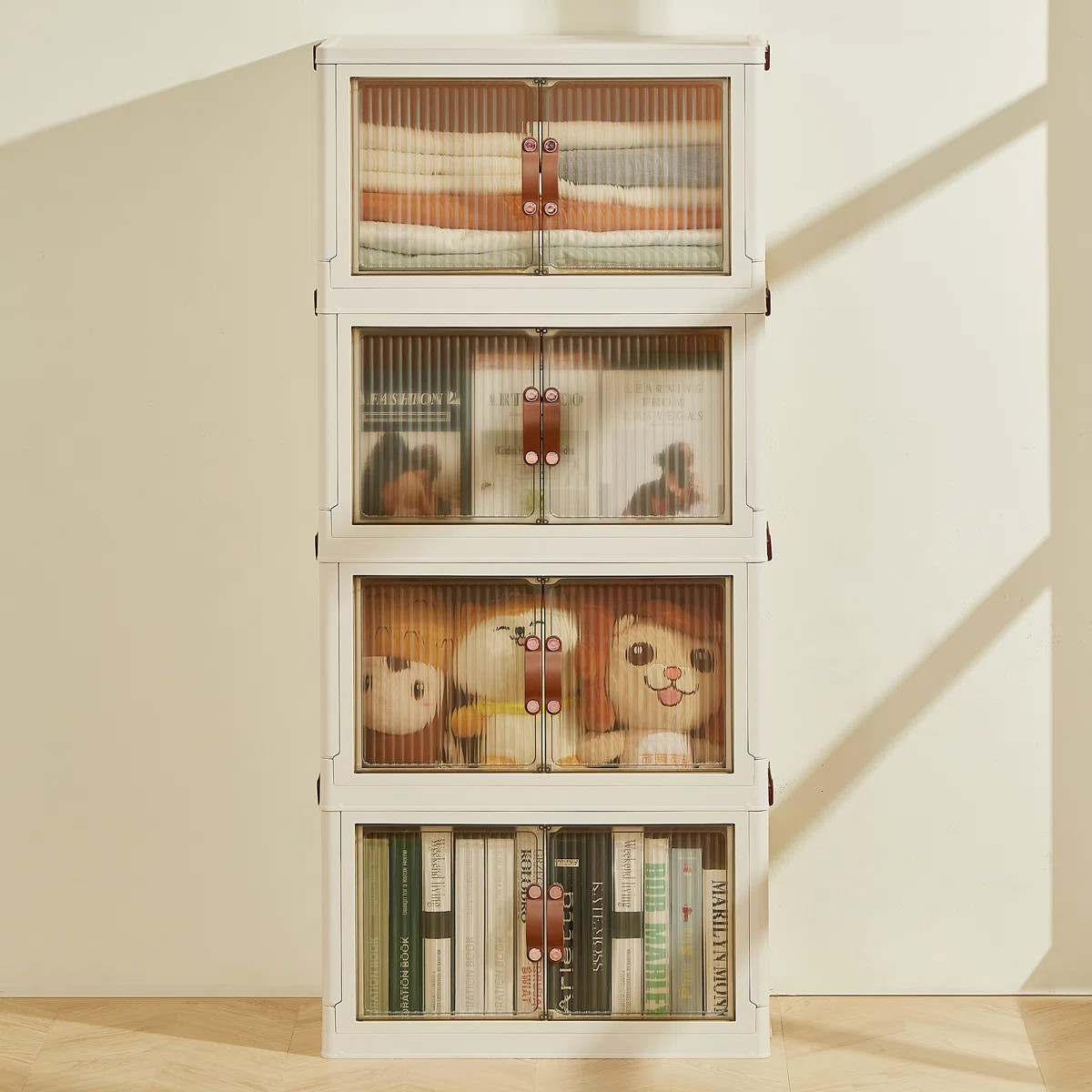 4 Tier Stackable Foldable Storage Bins with Lid and Wheels (Set of 4) | Wayfair North America