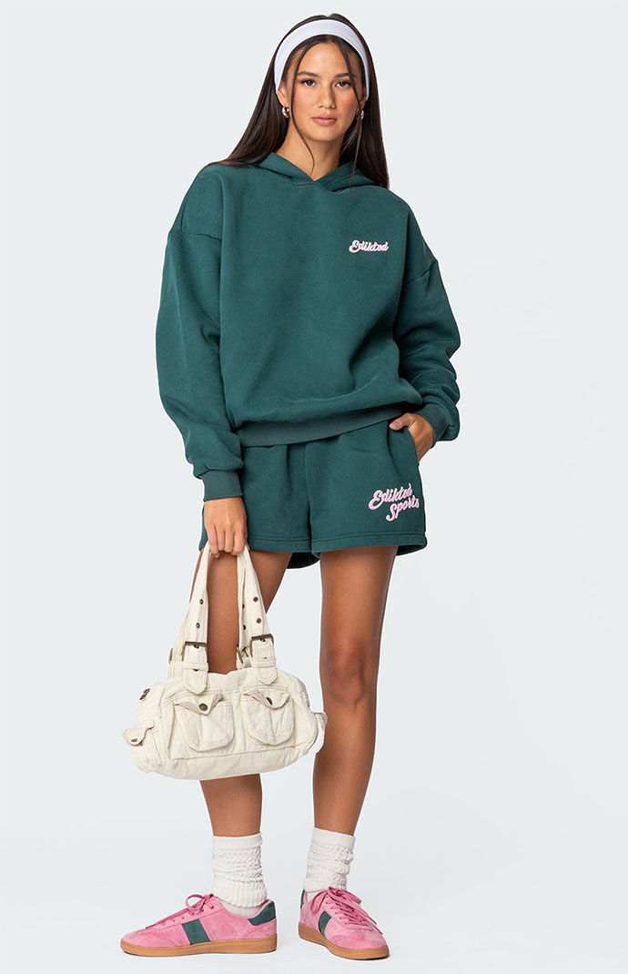 Edikted Women's So Sporty Sweat Shorts in Green - Size Medium | PacSun