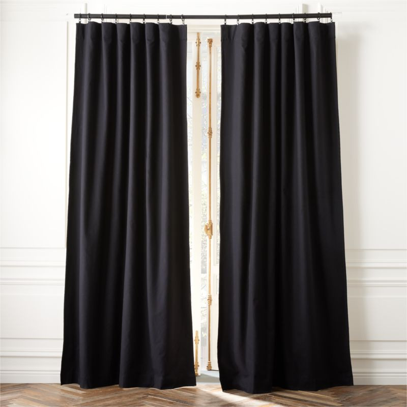 Basketweave Black Cotton Blackout Window Curtain Panel 48"x96'' + Reviews | CB2 | CB2