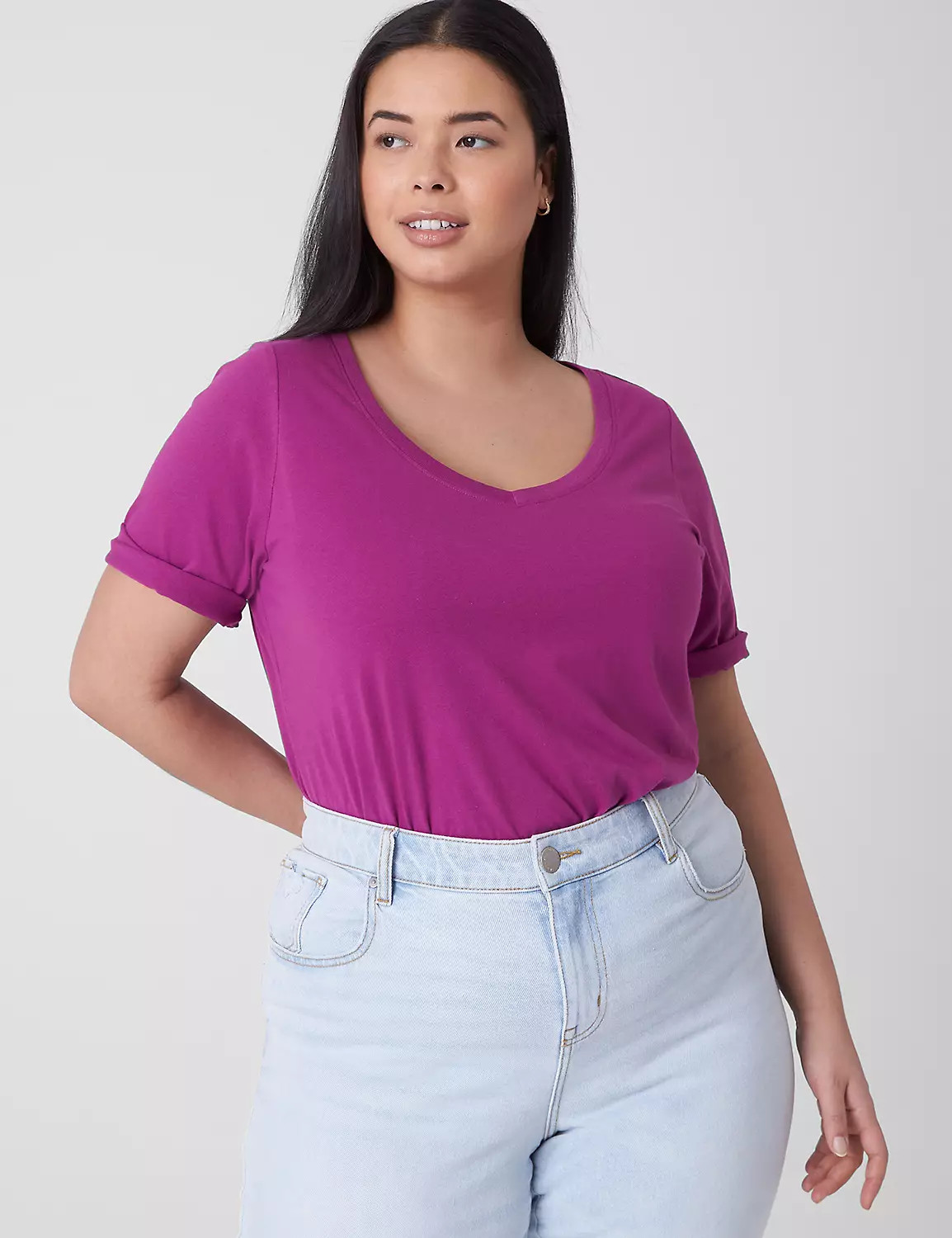 Modern Perfect Sleeve V-Neck Tee | LaneBryant | Lane Bryant (US)