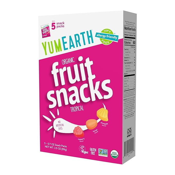 YumEarth Organic Assorted Tropical Flavor Fruit Snacks - Allergy Friendly (Top 9 Free), No Artifi... | Amazon (US)