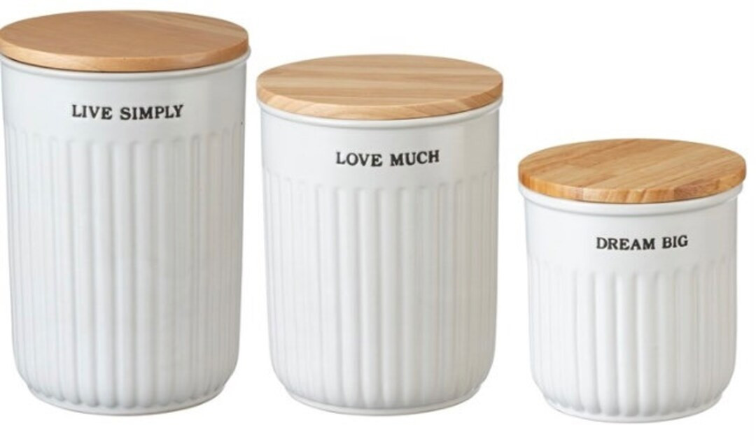White Ceramic Canister Set/3 - Etsy | Etsy (US)