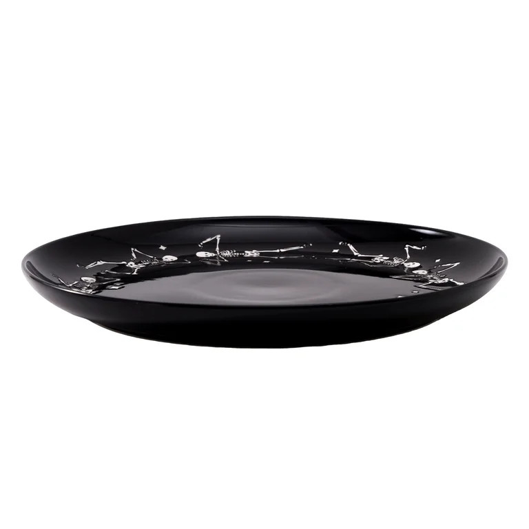 Way To Celebrate Halloween Dancing Skeleton Round Serving Tray, Black, 11.93 in | Walmart (US)