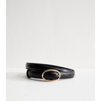 Black Oval Buckle Faux Leather Belt New Look | New Look (UK)