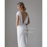 Minimalist Wedding Dress, Simple Civil Open Back White Wedding Reception Dress | Etsy (US)