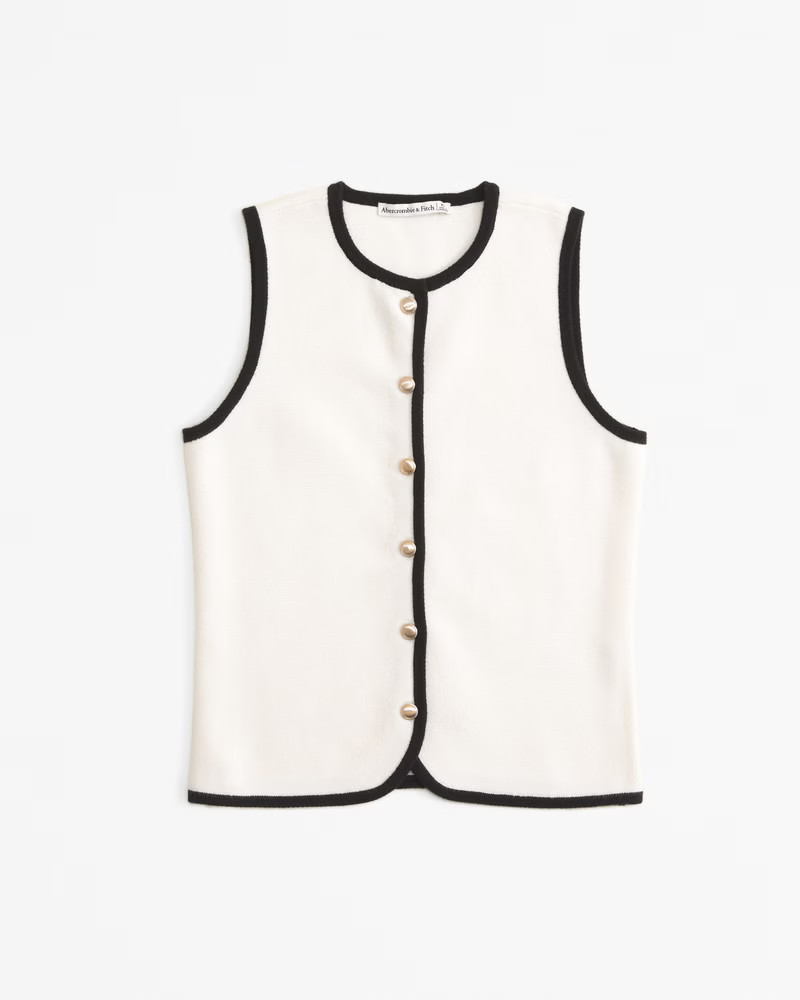 Abercrombie & Fitch Women's The A&F Mara Crew Sweater Vest in White Print - Size L | Abercrombie & Fitch (US)