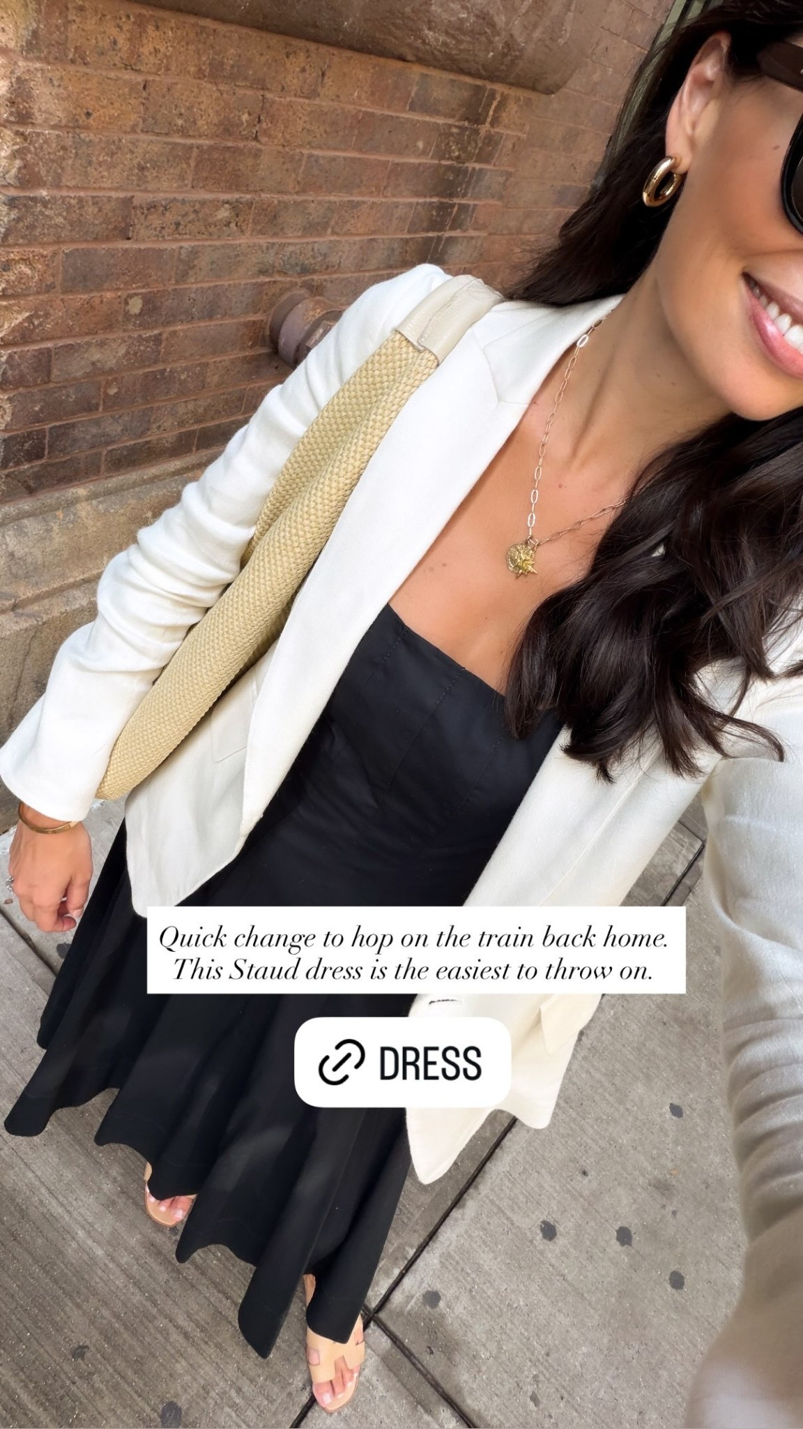 Quick change to hop on the train back home. This Staud dress is the easiest to throw on. Fall outfit, workwear, black midi dress.

#LTKootd #LTKWorkwear #LTKstorytime
