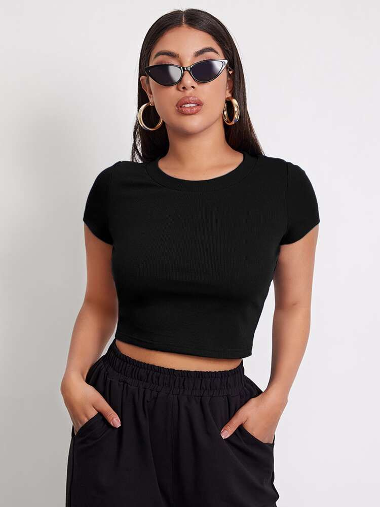 SHEIN Rib-knit Crop Top | SHEIN