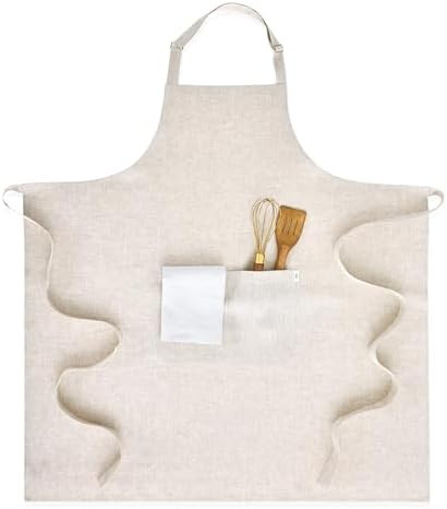 Solino Home 100% Pure Linen Apron for Women & Men - Light Natural Full Midi Bib Apron, Adjustable... | Amazon (US)