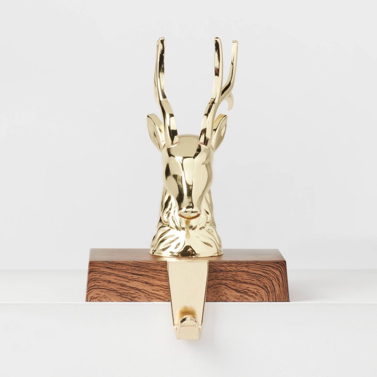Metal Deer Head Christmas Stocking Holder with Faux Wood Base - Wondershop™ | Target