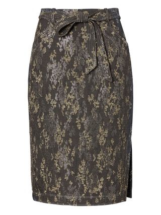 Jacquard Belted Pencil Skirt with Side Slit | Banana Republic US