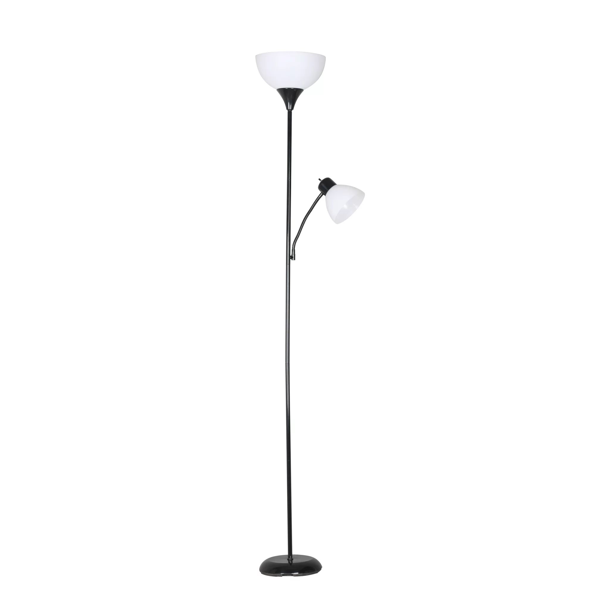 Mainstays 72'' Combo Floor Lamp with Adjustable Reading Lamp, Black, Plastic Shade | Walmart (US)