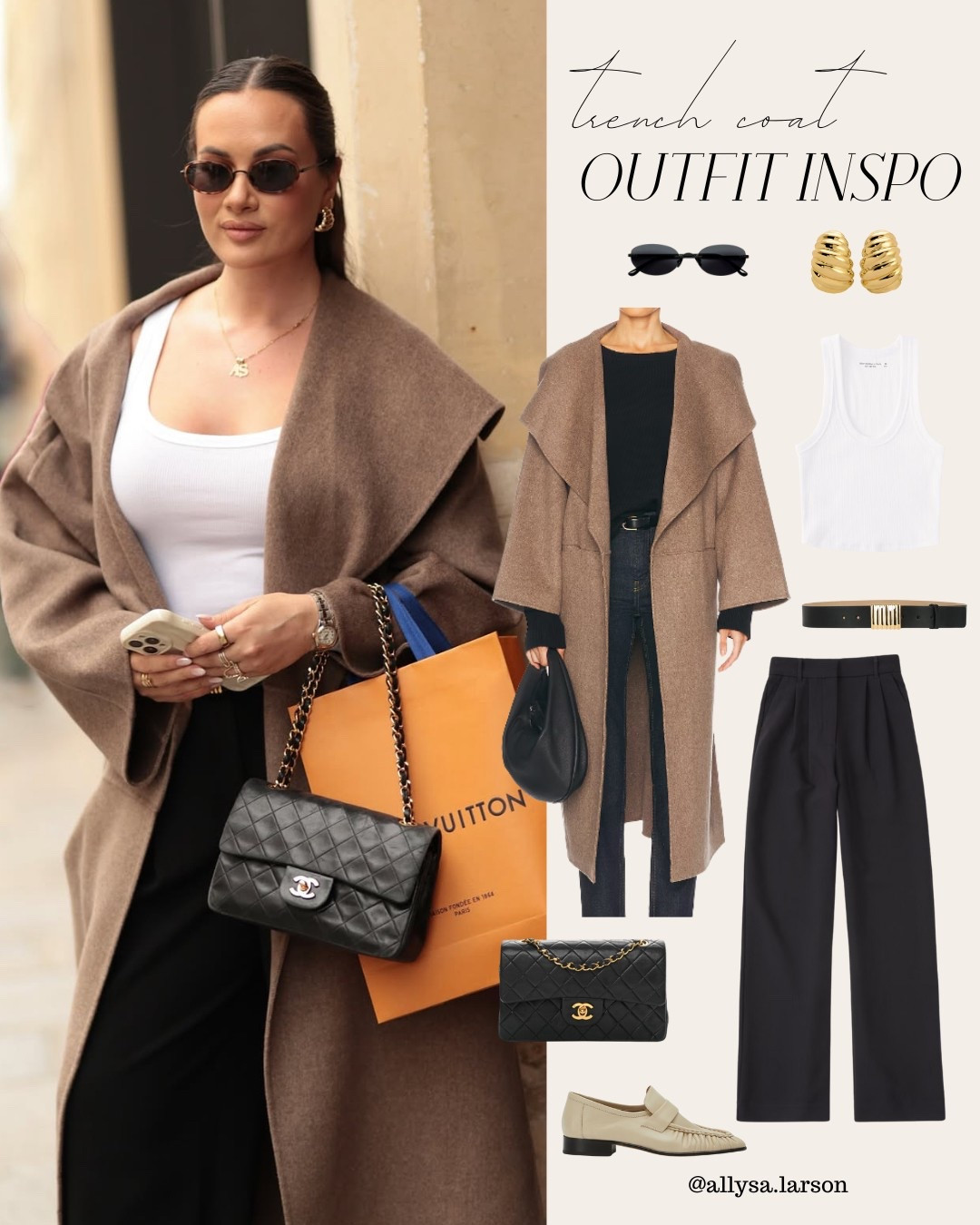 Chic neutral trench coat outfit for Paris - obsessed with this brown coat from Toteme 

#LTKStyleTip #LTKFindsUnder100 #LTKSeasonal