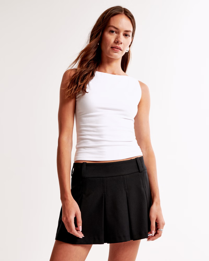 Cotton-Blend Seamless Fabric Boatneck Top | Abercrombie & Fitch (US)