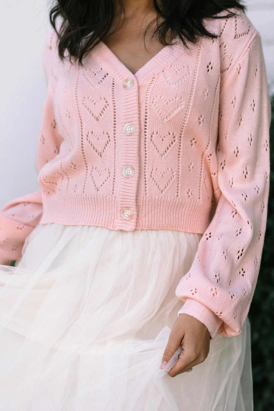 Claudette Heart Pointelle Cardigan | Morning Lavender