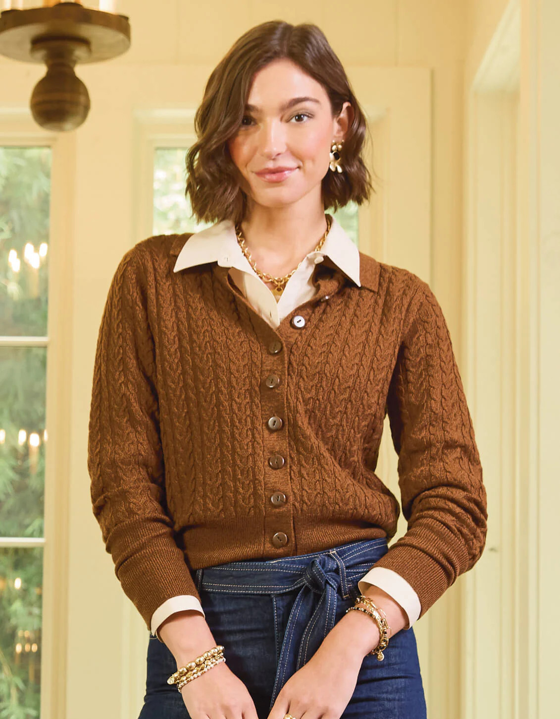 Toni Cardigan Dark Toffee | Spartina 449