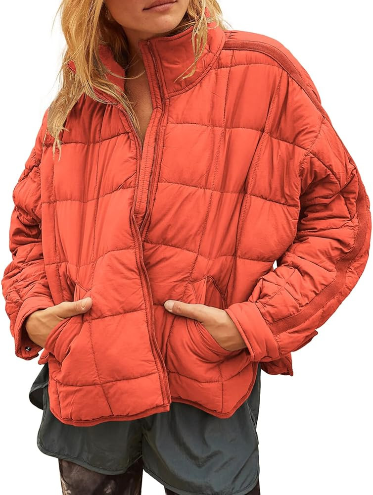 Gacaky Women's Baggy Lightweight Zip Puffer Jacket Warm Winter Down Coat with Pockets | Amazon (US)