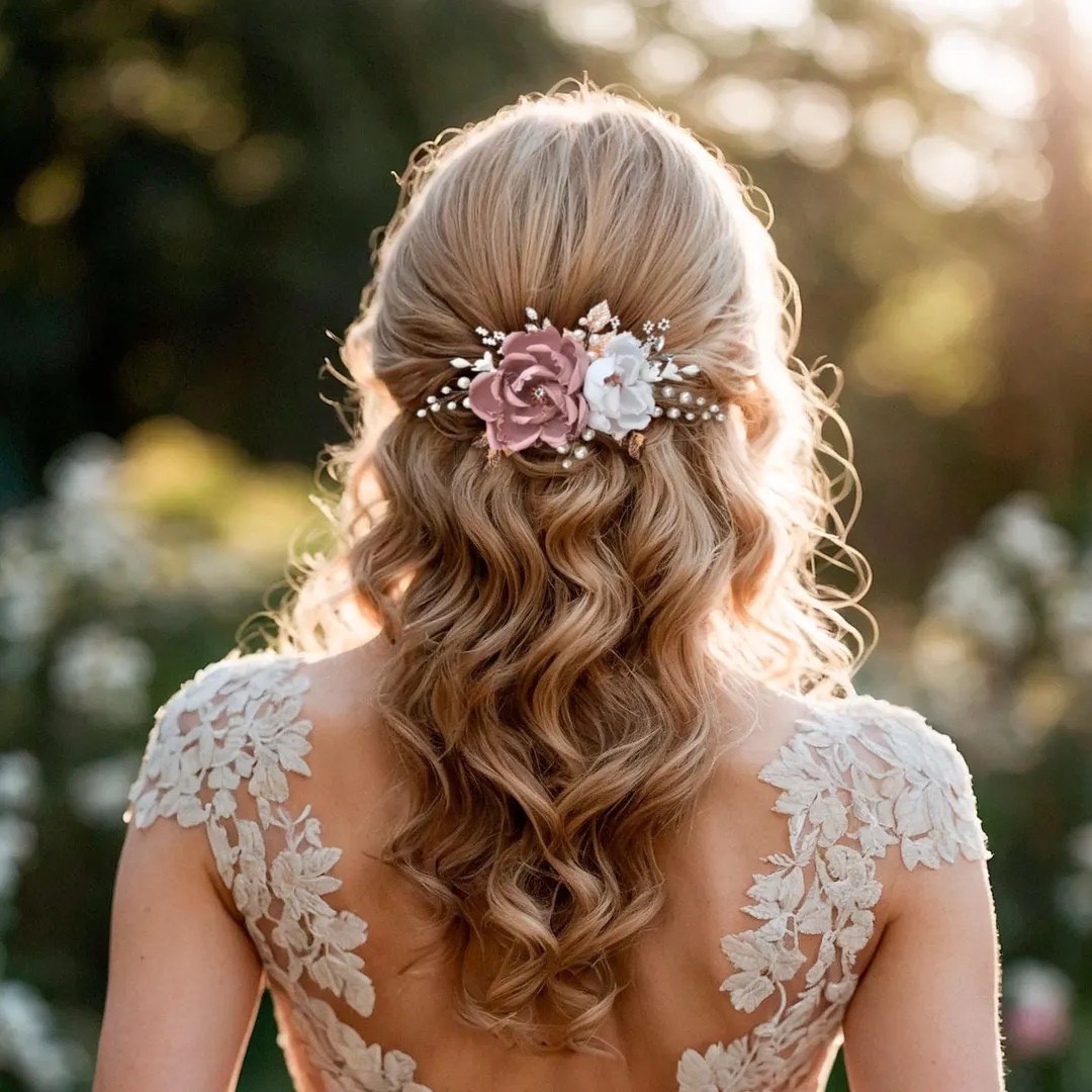 Soft, romantic, and effortlessly elegant, this dusty rose silk flower comb is a beautiful finishing touch for your wedding day hairstyle. Handcrafted with real silk petals, delicate pearl accents, and sparkling crystal branches, it adds graceful texture and shimmer while remaining lightweight and comfortable. The curved comb design secures easily into updos, half-up styles, or loose waves—perfect for garden, boho, or vintage-inspired weddings. #bridalhair #dustyrosewedding #bridalaccessories #weddingstyle #bohowedding #ltkbride #weddinginspiration

#LTKSeasonal #LTKWedding #LTKSpringSale