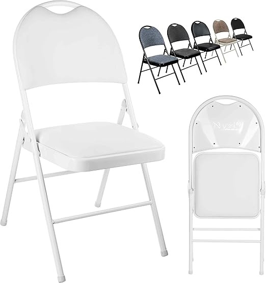 Nyxi Folding Chairs Premium Quality with Padded Fabric or PVC Seats, Metal Frame, Foldable Chair ... | Amazon (UK)