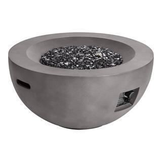Grove Park 36 in. x 18 in. Round Concrete Propane Gas Fire Pit | The Home Depot