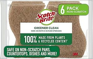 Scotch-Brite Greener Clean Non-Scratch Scrub Sponges, For Washing Dishes and Cleaning Kitchen, 6 ... | Amazon (US)