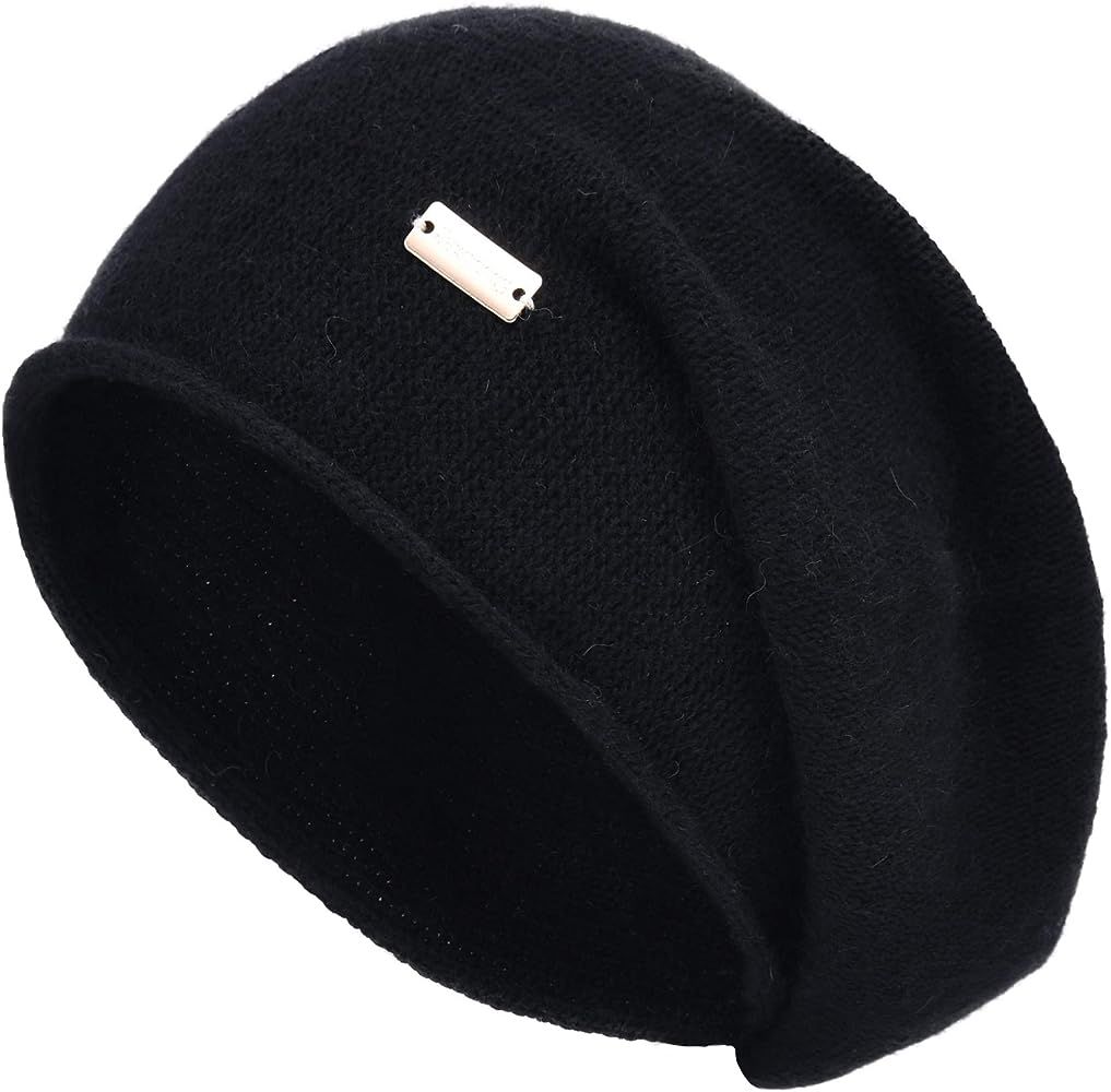 jaxmonoy Cashmere Slouchy Knit Beanie Hat for Women Winter Soft Warm Ladies Wool Knitted Skull Beani | Amazon (US)