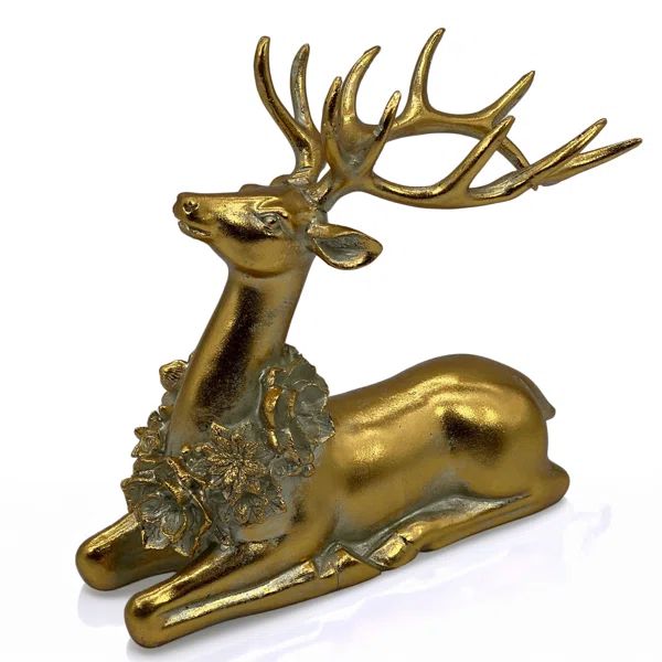 Gold Resin Reindeer Statue Christmas Decor 8.7" | Wayfair North America