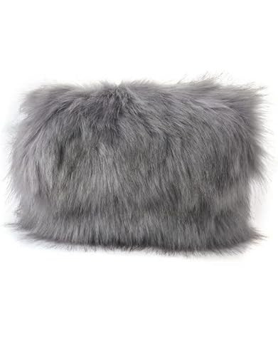 Super Soft Fluffy Plain Faux Fur Folded Clutch Bag for women. (Grey) | Amazon (UK)