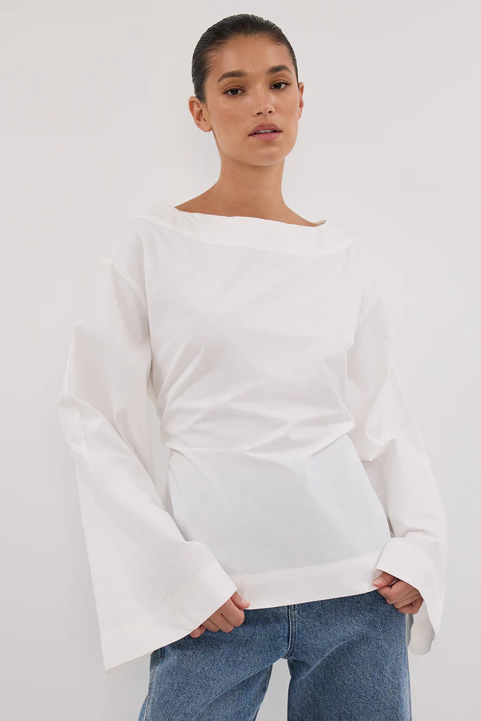 IVY WHITE LONG SLEEVE TOP | DISSH