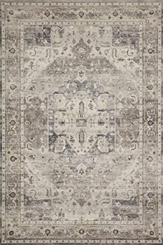 LOLOI Hathaway Collection HTH-05 Steel / Ivory, Traditional Area Rug, 9'-0 inch x 12'-0. | Amazon (US)